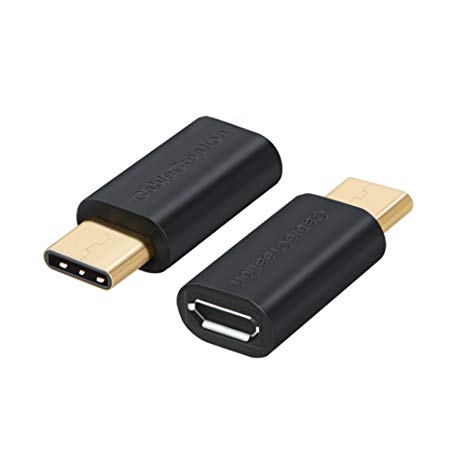 USB Type C Adapter [2 Pack], CableCreation USB C Male to Micro USB Female Convertor Connector, with 56K Resistor Data & Charging Convetor Compatible Galaxy S8, S8 , S9, S9 , Pixel XL 2,etc Black