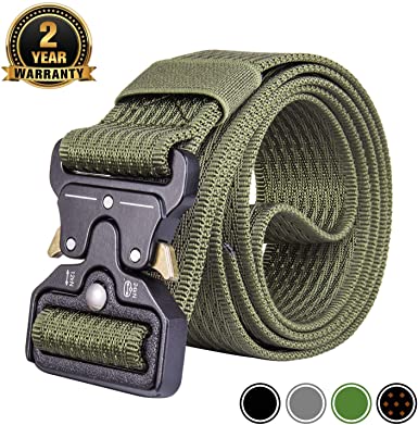 MOZETO Men's Tactical Belt, Military Nylon Web Rigger Cobra Work Belts for Men with Heavy-Duty Quick-Release Buckle