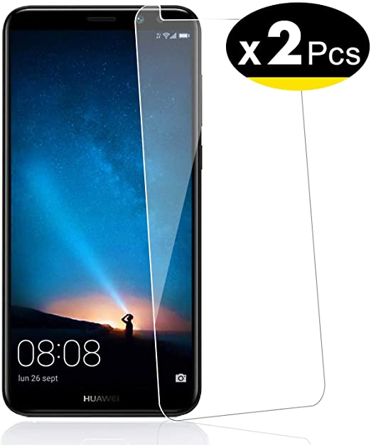 NEW'C 2 Unidades, Protector de Pantalla para Mate 10 Lite, Antiarañazos, Antihuellas, Sin Burbujas, Dureza 9H, 0.33 mm Ultra Transparente, Vidrio Templado Ultra Resistente