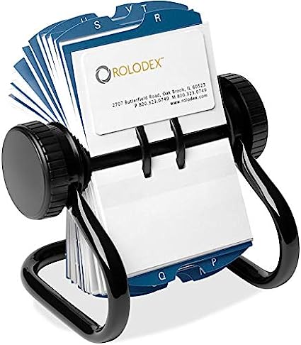 Rolodex Open Rotary Business Card File with 24 Guides, Holds 400 2.63 X 4 Cards, 6.5 X 5.61 X 5.08, Metal, Black