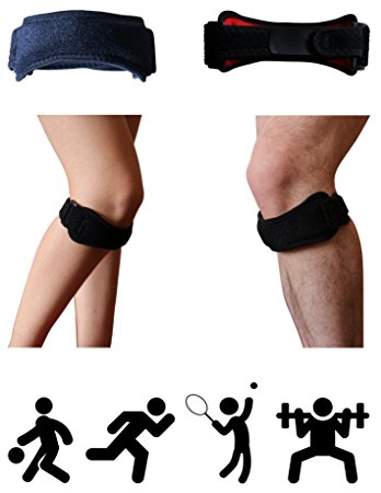 2 pack Jumpers Knee Strap Runner Patella Knee Support Brace Weightlifting Running Hiking Basketball Volleyball Knee Stabilizer for Knee Pain Relief Men Women Youth Kids Black One Size Stealth Support