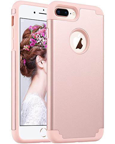 ULAK iPhone 7 Plus Case Rose Gold for Girls,iPhone 7 Plus case, Slim Fit Dual Layer Soft Rubber Silicone Hard Back Cover Anti Scratch Protective Phone Case Compatible iPhone 7 Plus 5.5" (Rose Gold)