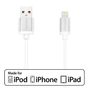 [Apple MFi Certified] Abusun 8 Pin MFI USB Cable 2.4A High Speed Aluminum Lightning Connector and Sync Cable Flat Noodle Cord Design for iPhone 6s 6s Plus 6 plus 5s 5c 5,iPad Air,mini 2/3,iPod-Silver