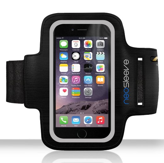 NeoSleeve iPhone 6 Plus Armband Case - Protect Your Phone From Sweat And Damage While You Exercise - No Itching Or Chafing Adjusts to Fit Most Arms - Bonus Screen Protector and eBook Included