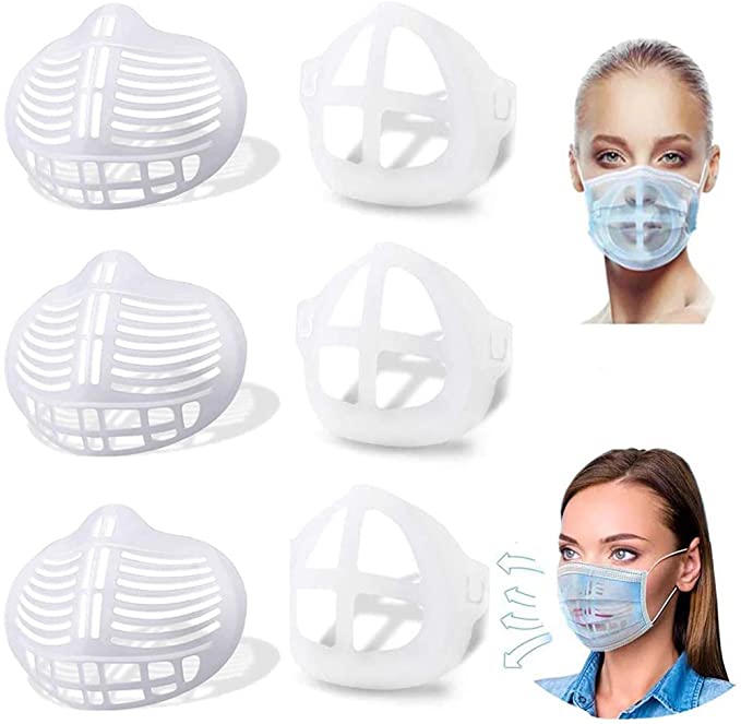 6PCS 3D Face Inner Bracket for Comfortable Breathing, Silicone Mask Bracket Kids, Reusable Internal Support Holder Frame Nose Breathing Smoothly, Reusable Washable Translucent