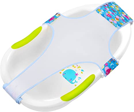 Baby Bath Support, Adjustable Non-Slip Baby Bath Seat Sling Comfortable Baby Bath Mesh Accessories (Blue)