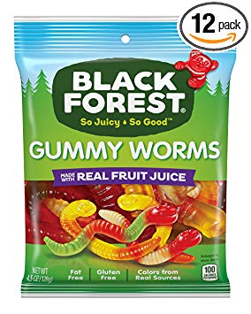 Black Forest Gummy Worms Candy, 4.5-Ounce Bag (Pack of 12)