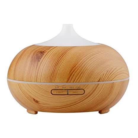 Wood Grain 300ml Cool Mist Humidifier Ultrasonic Aroma Essential Oil Diffuser for Office Home Bedroom Living Room Study Yoga Spa
