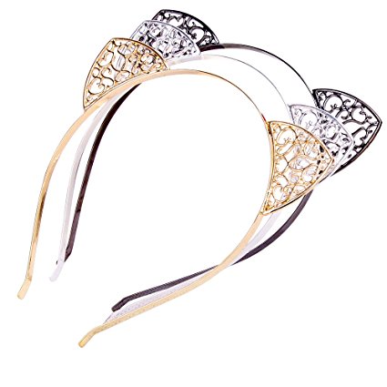 AWAYTR 3PC - Crystal Cat Ears Hair Hoop Headband for Women Girls Cats Ears Hairband Headwear Hair Accessories (Decorative pattern)