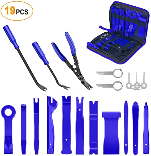 GOOACC - GRC-49 19Pcs Trim Removal Tool Set & Clip Plier Upholstery Remover Nylon Car Panel Removal Set with Portable Storage Bag