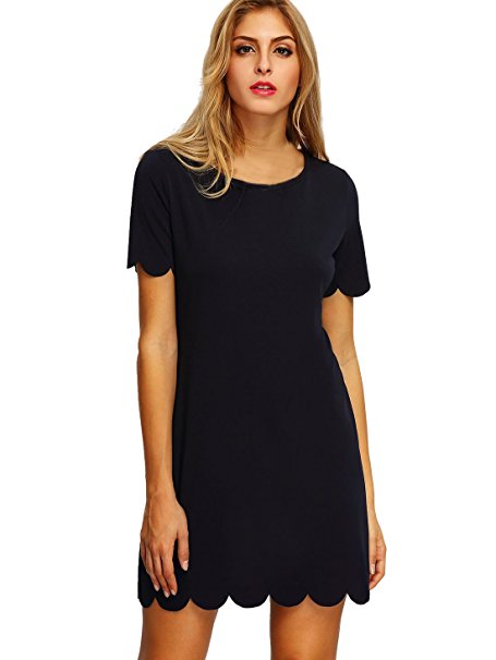 ROMWE Women's Short Sleeve Casual A-Line Mini Party Dress