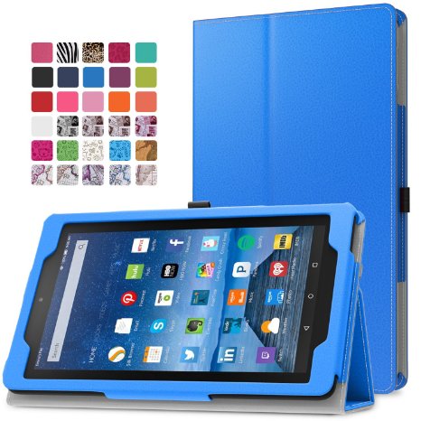 MoKo Case for Fire 7 2015 - Slim Folding Cover for Amazon Fire Tablet (7 inch Display - 5th Generation, 2015 Release Only), BLUE