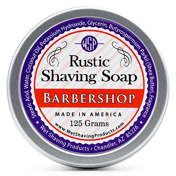 WSP Rustic Shaving Soap (Barbershop) 4.4 Oz in Tin Artisan Made in America Using Vegan Natural Ingredients