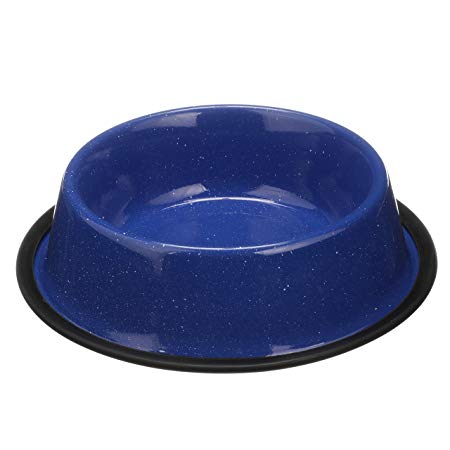NEATER PET BRANDS - Outdoor Camping Style Pet Bowl - Enamel Ware Blue Black Granite Colors - Dog Cat No Tip Skid Bowls