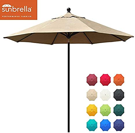 EliteShade Sunbrella 11Ft Market Umbrella Patio Outdoor Table Umbrella with Ventilation and 5 Years Non-Fading Top,Heather Beige