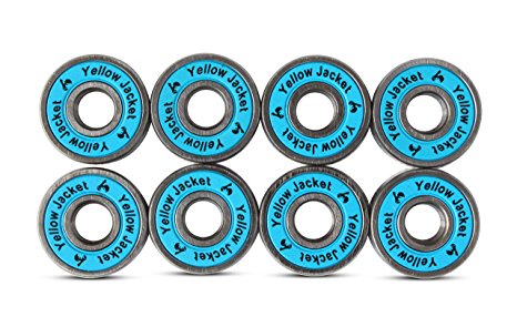 Yellow Jacket 608 Premium Bearings, Skateboards, Longboards, Rollerblades, High Precision Rating, Pre-Lubricated, Long Lasting (Pack of 8)