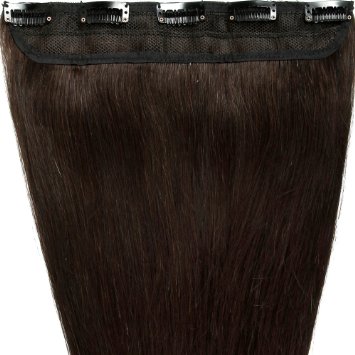 S-noilite® 18" 50g Dark Brown One Piece Clip in 100% Real Remy Human Hair Extensions 5 Clips 18 Inches