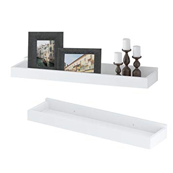 Wallniture Modern Floating Shelf Tray Wall Mount Home Decor White 23 Inch Set of 2