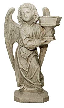 Universal Sculptural 17" Tall Antique Stone Finish Peaceful Large Garden Angel Statue w/Left Candle Holder/Chalice, Sculpture & Figurine for Home and Garden Decor