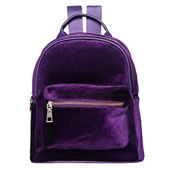 Mini Backpack Girls Fashion Gold Velvet Shoulder Bag Lightweight Daypack