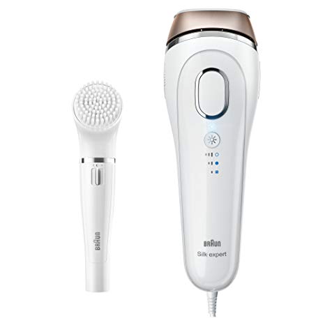 Braun Silk Expert 5 IPL Hair Removal BD 5008, Permanent Visible Hair Removal at Home for Body and Face, Corded for Non-Stop Use   Braun Face Cleansing Brush, White/Bronze