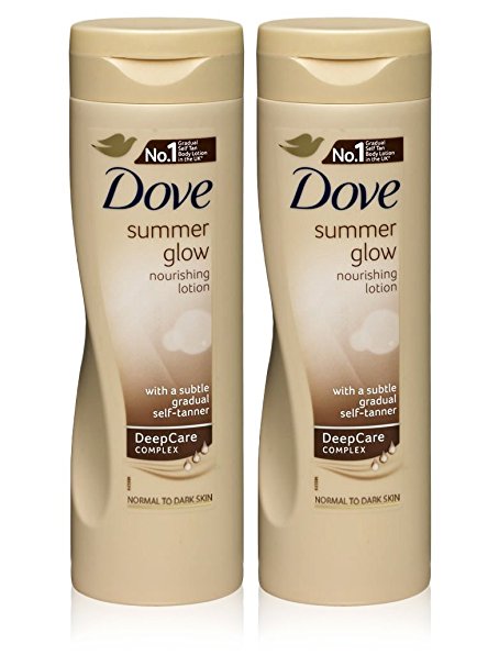 Dove Summer Glow Gradual Self Tan Body Lotion Medium To Dark 2 X 250 Ml = 500Ml