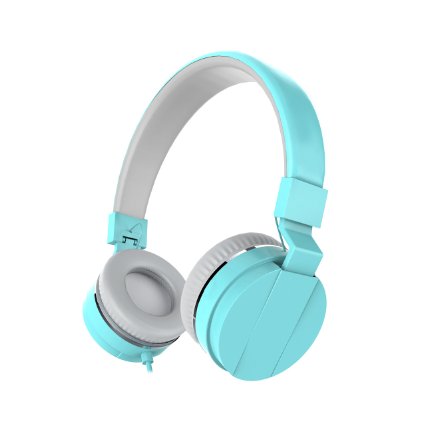 Zhicity Kids Headphones with Microphone On Ear Headphones for Girls Foldable Headphones Moderate Noise Muffling Blue