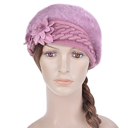 VBIGER Women Winter Rabbit Fur Knit Hat Warm Beanie Hat Beret Hat For Women Lady