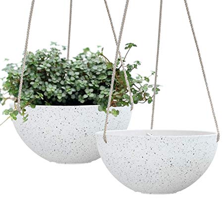 Hanging Planters for Indoor Plants Flower Pots Outdoor 9.9 inch Resin Planters and Pots, Set of 2