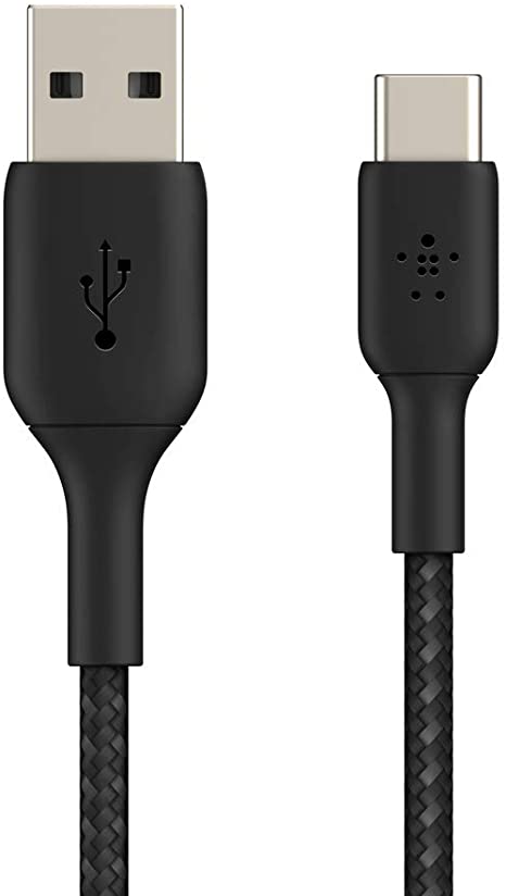 Belkin Braided USB-C Cable (Boost Charge USB-C to USB Cable, USB Type-C Cable for Note10, S10, Pixel 4, iPad Pro, Nintendo Switch and More) 2m, Black (CAB002bt2MBK), 6.6FT