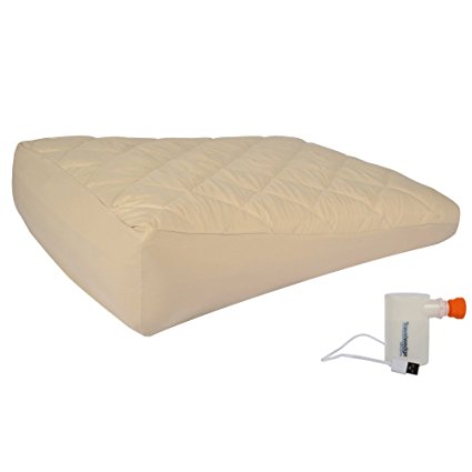 Small-Size Inflatable Bed Wedge, w/Mini USB Electric Pump, Acid Reflux Wedge, w/Soft Peach Skin Custom Fitted Cover 32"L,30"W,8"H Weighs 2.2 Pounds.