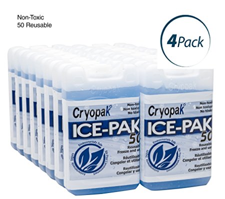 Cryopak Hard Shell Reusable Ice Pack, 3x5" (Pack of 4)