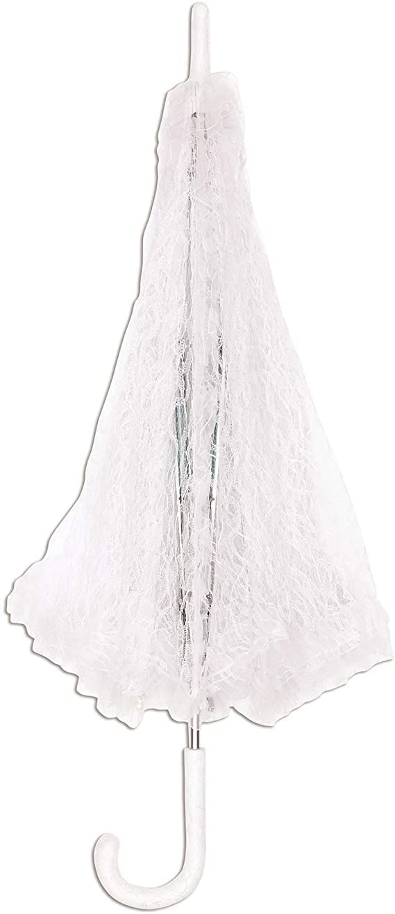 Bristol Novelty BA533 Parasol White Lace, Womens, One Size