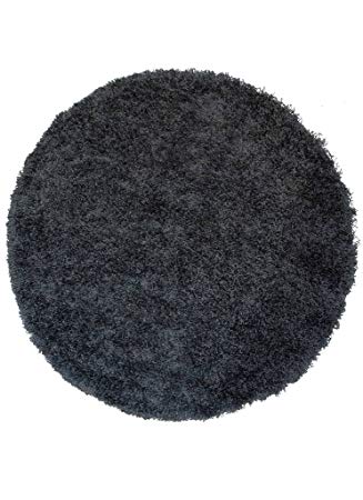 The Rug House Soft Non Shed Thick Plain Easy Clean Shaggy Rugs Ontario - 16 Colours 8 (Grey 150cm Circle)