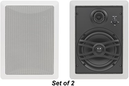 Yamaha Natural Sound Custom Easy-to-install In-Wall Flush Mount 3-Way 150 watts Speaker Set (1 Pair of 2 Speakers) with a 1" Swivel Titanium Dome Tweeter, 1-5/8" Swivel Aluminum Dome Midrange Driver & 6.5" Kevlar Cone Woofer for A Regular Size Room or 2 Small Rooms