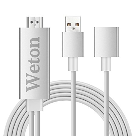 Weton Lightning Digital AV Adapter, Plug and Play Lightning MHL to HDMI Mirroring Cable for iPhone iPad Samsung Huawei Smartphones