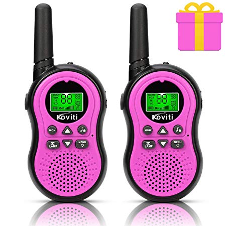 Koviti Kids Walkie Talkies 2 Way Radio 22 Channel Range Up to 3Miles UHF Walky Talkies Interphone Toy Gift for Kids (Pink,2 Pack)