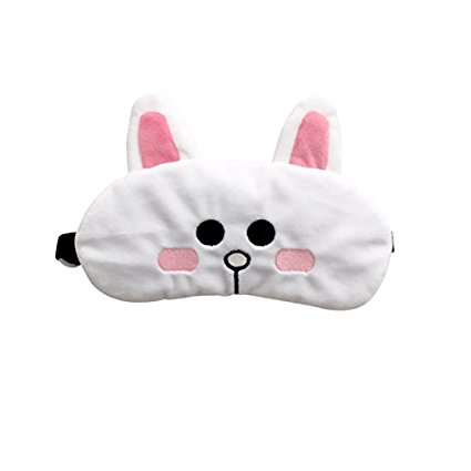 Funny Sleep Mask With Relief Cooling Gel Eye Mask Contoured for kids women men,Comportable Blindfold for Travel,Work Shift,Insomnia Aid (rabbit white)