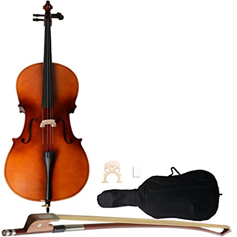 Acoustic Cello with Bag, Bow, Rosin for Beginner Cello kit (4/4 Full Size)