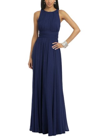 Ssyiz Women's Elegant Strapless Pleated Chiffon Floor Length Evening Dress