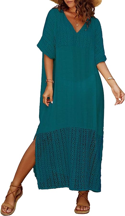 Bsubseach Women Kaftan Dress Bathing Suit Cover Ups Beach Caftan Dresses