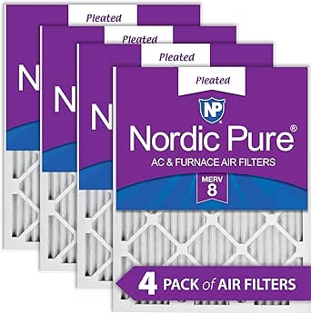 Nordic Pure 16x20x1 (15 1/2 x 19 1/2 x 3/4) Pleated MERV 8 Air Filters 4 Pack