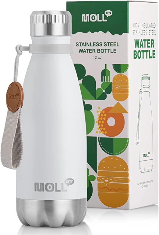 Mollcity Small Water Bottles-9 oz Kids Stainless Steel Water Bottle for  School Insulated Vacuum Metal Leak Proof Cola Shape Mini Water Bottle for  Boys