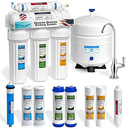Express Water 5 Stage Undersink Reverse Osmosis Drinking Water Filtration System plus Extra Set of 4 Supreme Quality Replacement Filters - RO5DX