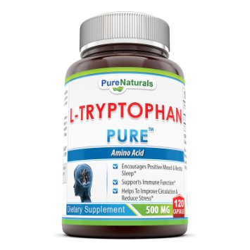 Pure Naturals L-Tryptophan Dietary Supplement - 500 mg, 120 Capsules- Natural Sleep Aid - Promotes Relaxation, Circulation & Immune Support