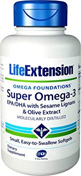 Life Extension Super Omega-3 EPA DHA with Sesame Lignans and Olive Extract, 500 Softgels