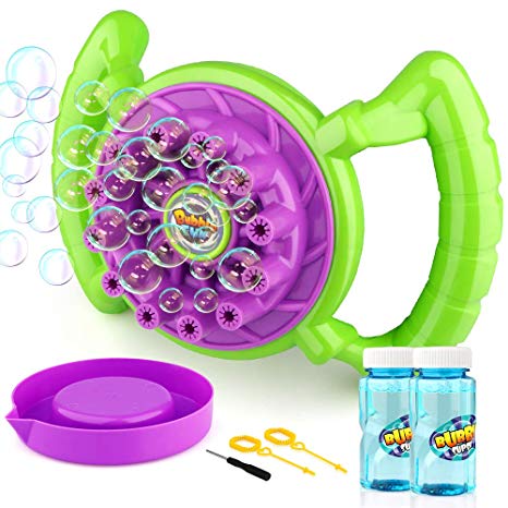 Growsland Bubble Machine for Kids Boys Girls Toddlers Bubble Toys Bubble Maker with 2 Bottles of Liquid Summer Outdoor Toys Fun Portable Bubbles Games Gifts for Outside Garden Birthday Party Weeding