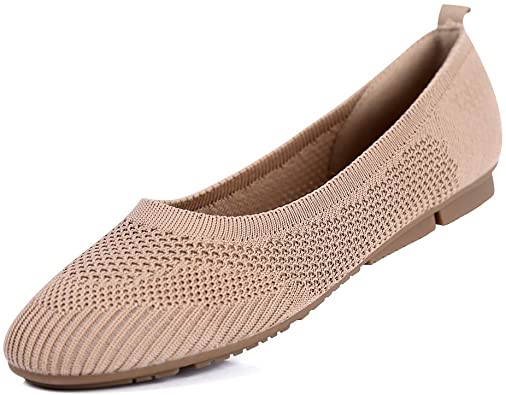Farway Women's Knitted Casual Flats Breathable Ballet Shoes Comfortable Round Toe Lightweight Slip On Loafers