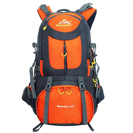 DAN Hiking Backpack Nylon Waterproof Large Capacity Daypack for Outdoor Sports Travel Fishing Trip Cycling Skiing Climbing Camping Mountaineering