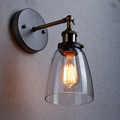 CLAXY Ecopower Industrial Edison Old Fashion Simplicity Glass Wall Sconce Metal Base Cap